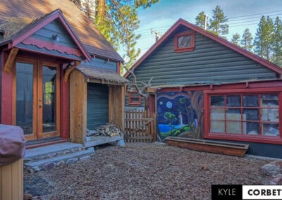 Affordable Getaway Big Bear Mountain Cabin Airbnb 8 person two cabin view with natural woodworking